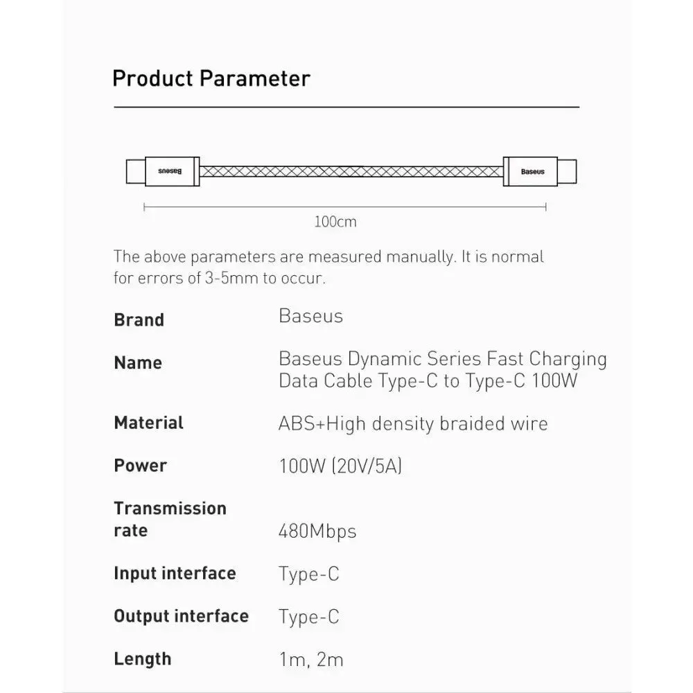100w Usb c to Usb Type c Fast Charging Cable for Macbook Pro, Ipad, Xiaomi, Samsung