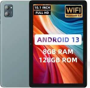 10.1 Inch New Slim Android Tablet, Android 13 Tablets 8GB RAM 128GB ROM 512GB Expand WiFi Tablets PC, 1280 * 800 HD Screen, 5 13MP Dual Camera, Bluetooth5.0, 6800mAh Battery,Sapphire Blue