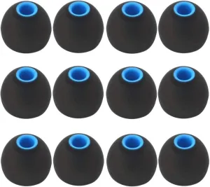 12PCS Large Size Replacement Ear Tips Compatible with BeatsX, Senso, TOZO, Sony & Other Inner Hole 3.8mm4.2mm Earbuds, Black-Blue