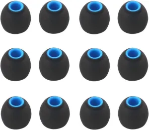 12PCS Small Size Replacement Ear Tips Earbuds Eartips Eargels Ear Cap for Powerbeats Pro, BeatsX, Senso, TOZO, Sony & Other Inner Hole 3.8mm Earbud in-Ear Headphones,Black-Blue,S