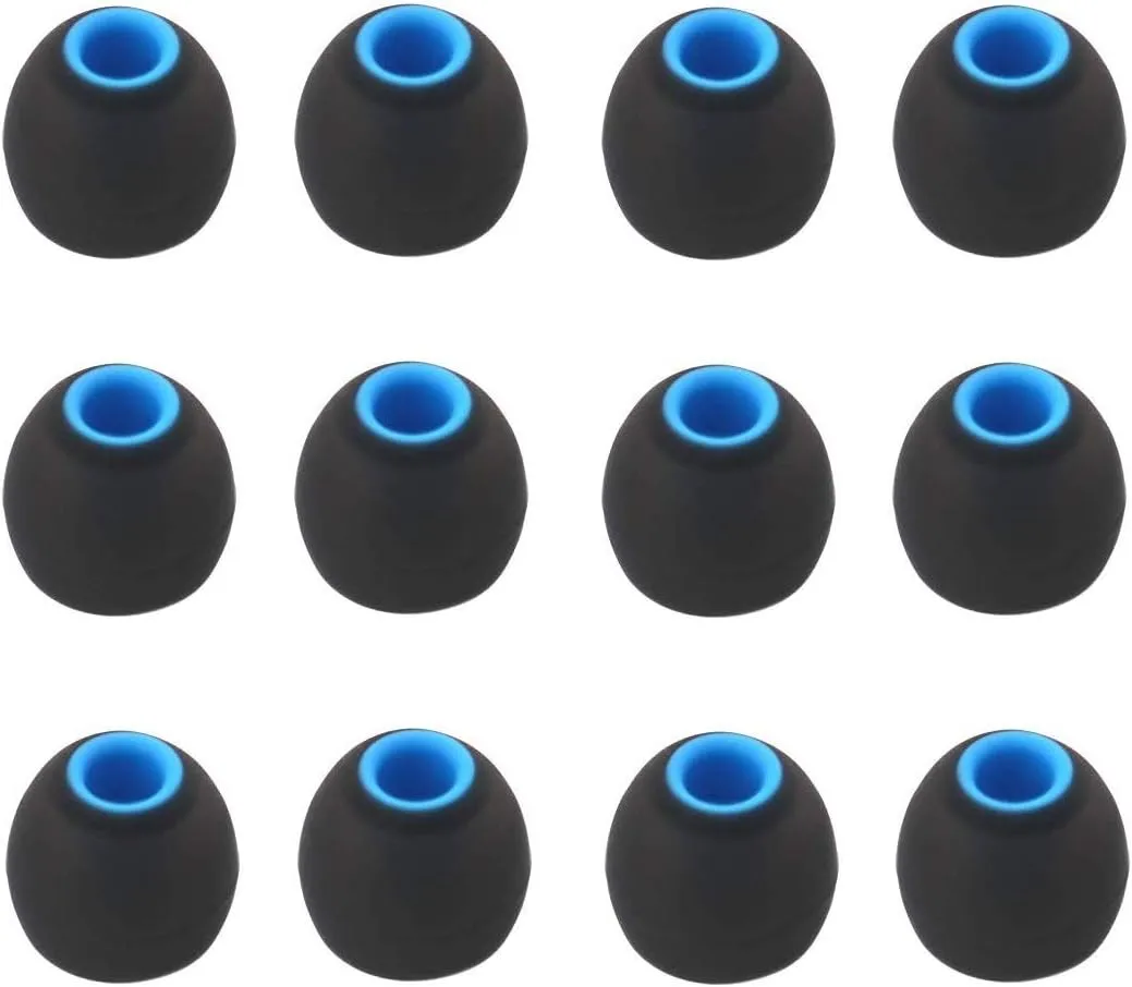 12PCS Small Size Replacement Ear Tips Earbuds Eartips Eargels Ear Cap for Powerbeats Pro, BeatsX, Senso, TOZO, Sony & Other Inner Hole 3.8mm Earbud in-Ear Headphones,Black-Blue,S