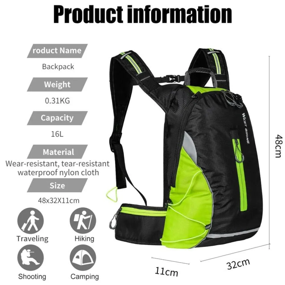 16l Sport Cycling Backpack Waterproof Ultralight Bicycle Bag Outdoor