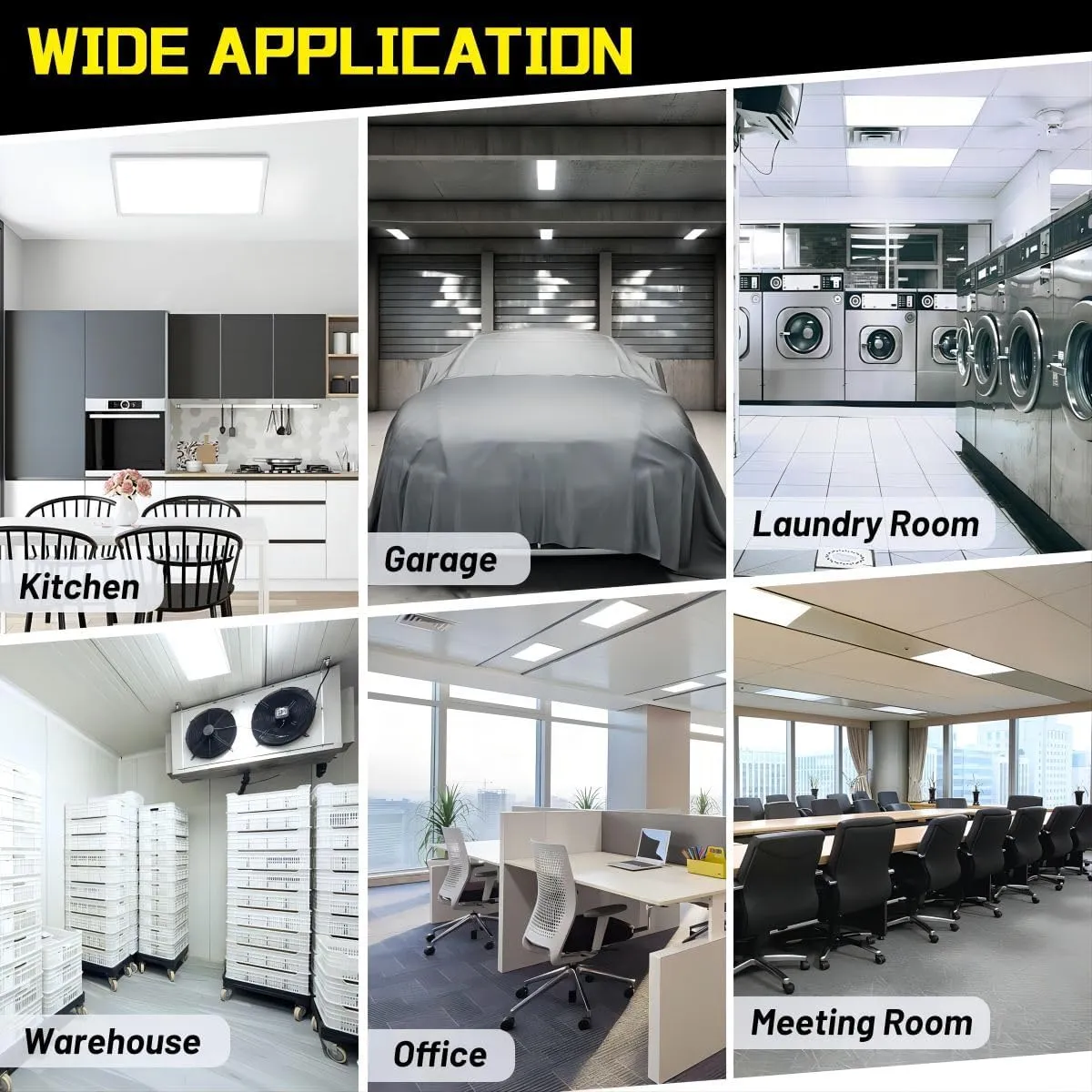 1x2 LED Flat Panel Surface Mount 2-Pack, Dimmable 24W 2880LM Ceiling Light with 5CCT (3000K-6000K), Ideal for Office, Home, Garage