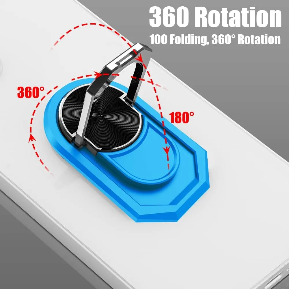2 Pack Cell Phone Ring Holder Stand, 360 Degree Rotation Metal Phone Grip for Magnetic Car Mount Compatible with iPhone, Samsung, Smartphones (Sky Blue)