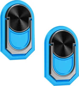2 Pack Cell Phone Ring Holder Stand, 360 Degree Rotation Metal Phone Grip for Magnetic Car Mount Compatible with iPhone, Samsung, Smartphones (Sky Blue)