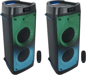 (2) Rockville BASS Party 65 Rechargeable LED Bluetooth Speakers