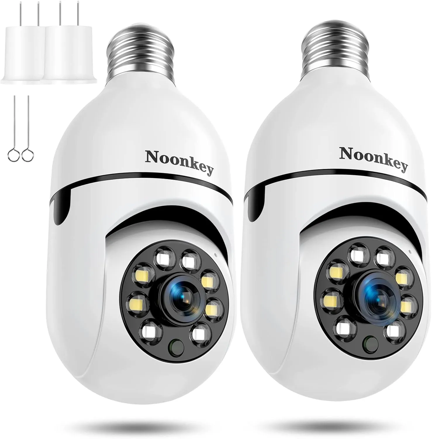 2K/3MP Light Bulb Security Camera 2 Pack Alexa Home 360 Wireless Security Camera Outdoor, Motion Tracking Detection Alarm,Color Night Vision