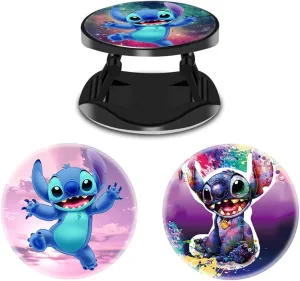 3 Pack/Multifunction Cell Phone Stand Holder and Grip Pink Purple Cartoon Foldable Phone Kickstand Mount Compatible for Smartphones