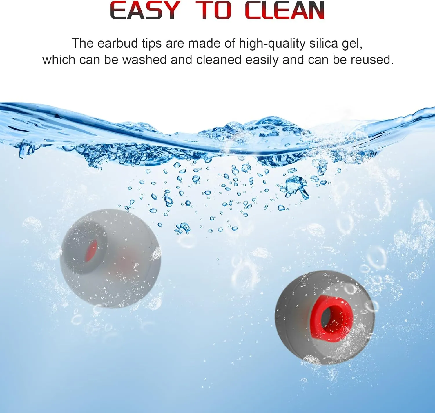 3 Pairs Replacement Silicone Eartips Earbuds Eargels Compatible with JBL TUNE120 TUNE125 T120 T125 TWS Earphones-Grey&Red