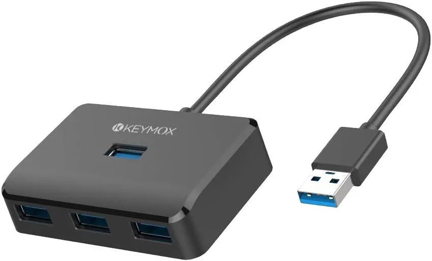 4-Port USB 3.0 Hub, KEYMOX Compact Size Data USB Hub for MacBook, Mac Pro, Mac mini, iMac, Surface Pro, XPS, PC, Flash Drive, Mobile HDD (Charging Not Supported), Black