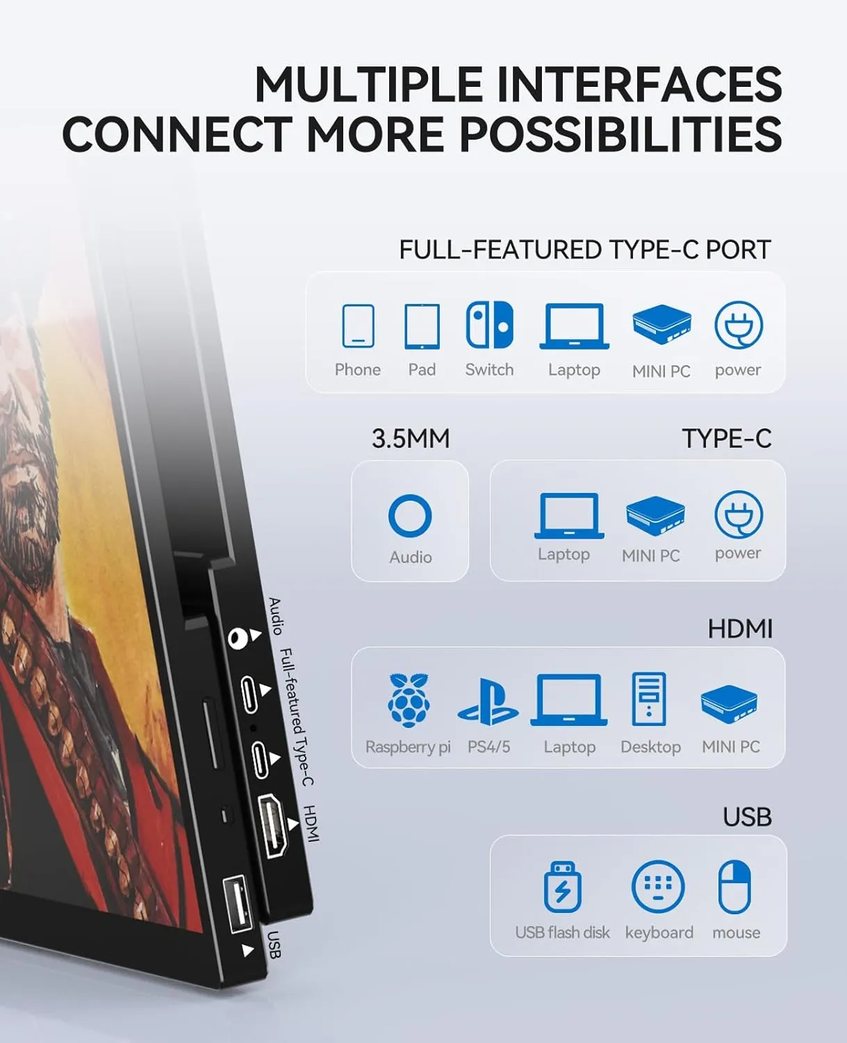 4K Portable Touch Monitor, 15.6" inch 3840 * 2160 UHD w/USB-C HDMI Laptop Monitor, 2000:1 100% RGB IPS Aluminum Alloy Shell,10-Point TouchDual Speaker, HDR, for Home, Work