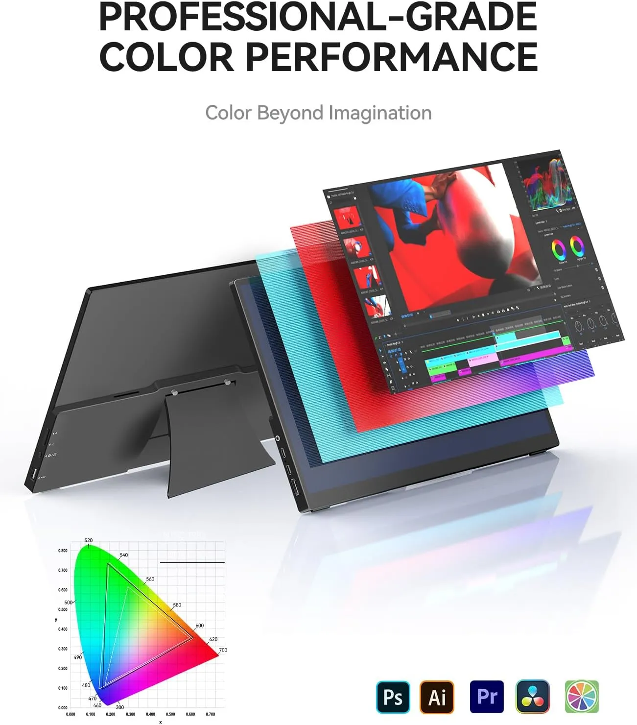 4K Portable Touch Monitor, 15.6" inch 3840 * 2160 UHD w/USB-C HDMI Laptop Monitor, 2000:1 100% RGB IPS Aluminum Alloy Shell,10-Point TouchDual Speaker, HDR, for Home, Work