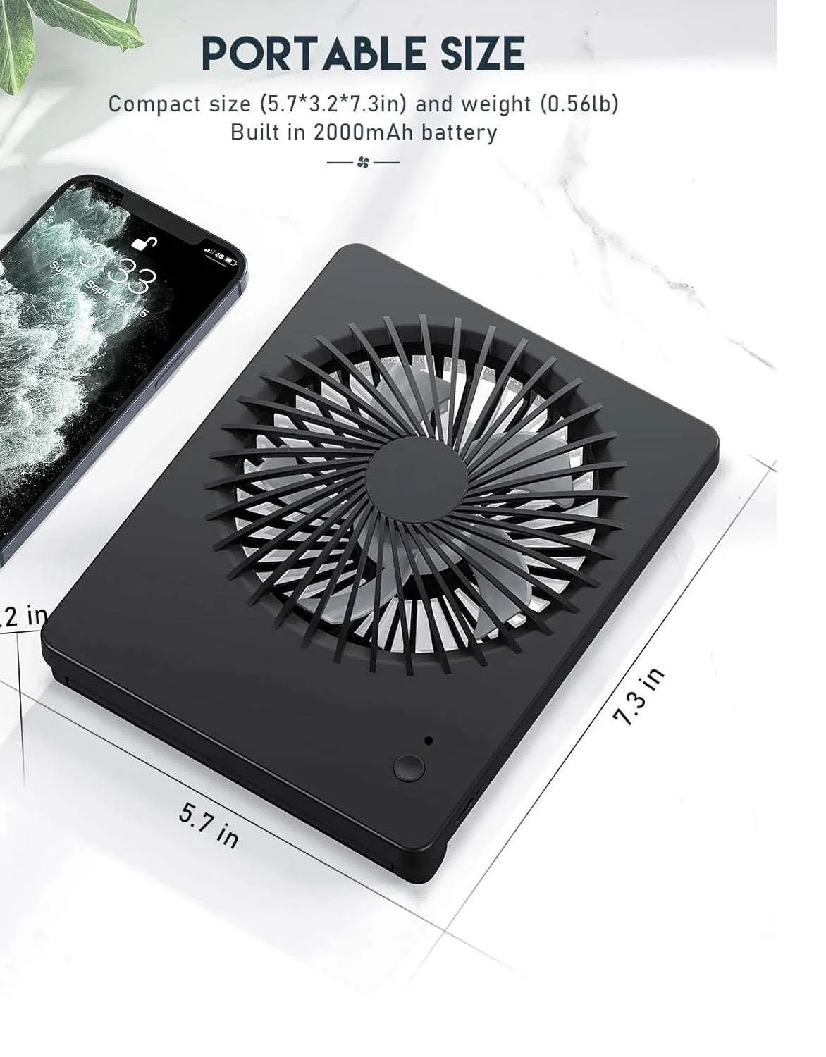 4K WiFi Camera in Desk Fan, Rechargeable Battery, Motion Detection for Home and Office Security Parental Monitoring of Underage Children