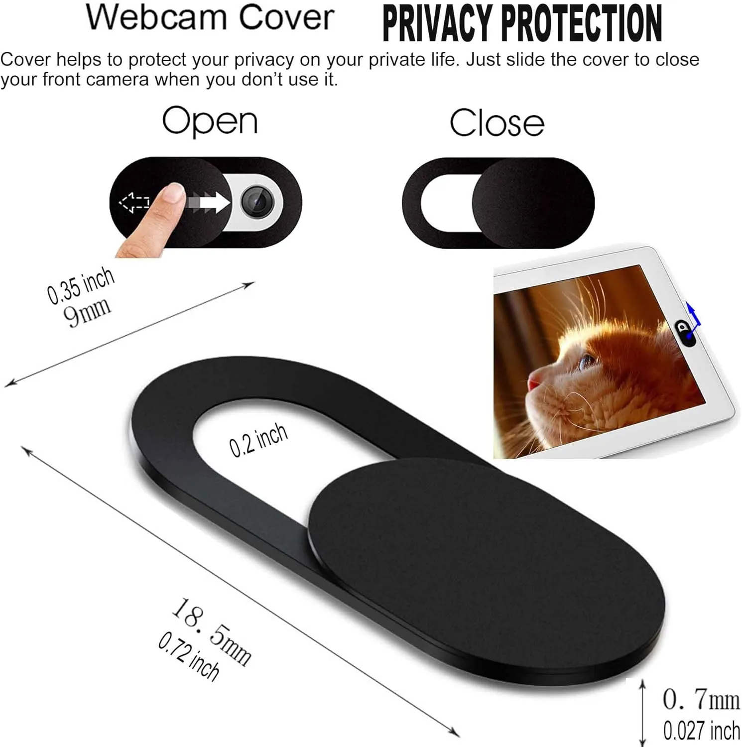 [6 Pack] Front Camera Cover, Ultra Thin, Laptop Camera Cover Slide, Strong Adhesive - 3Black 3White