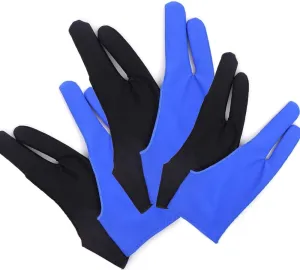 6 Pieces Artist Glove for Drawing Tablet (S M L), Two-Finger Tablet Drawing Gloves, Digital Artist Gloves for Graphics Pen Drawing Tablet Monitor Painting-Three Size in One (Black/Blue)