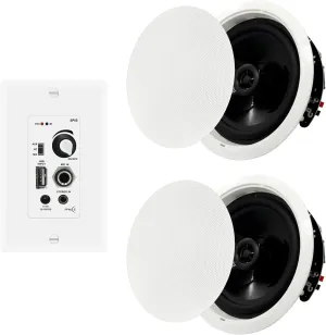 6.5 Inch Bluetooth Ceiling Speakers 300W 2-Way Flush Mount Plus Wall Mount with in Wall Amplifier Receiver Perfect for Home Theater Office Bathroom(2 Speakers)