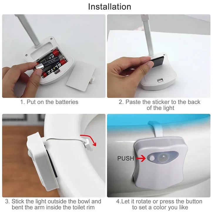 8-Color Motion Activated Toilet Nightlight (Fits ANY Toilet)