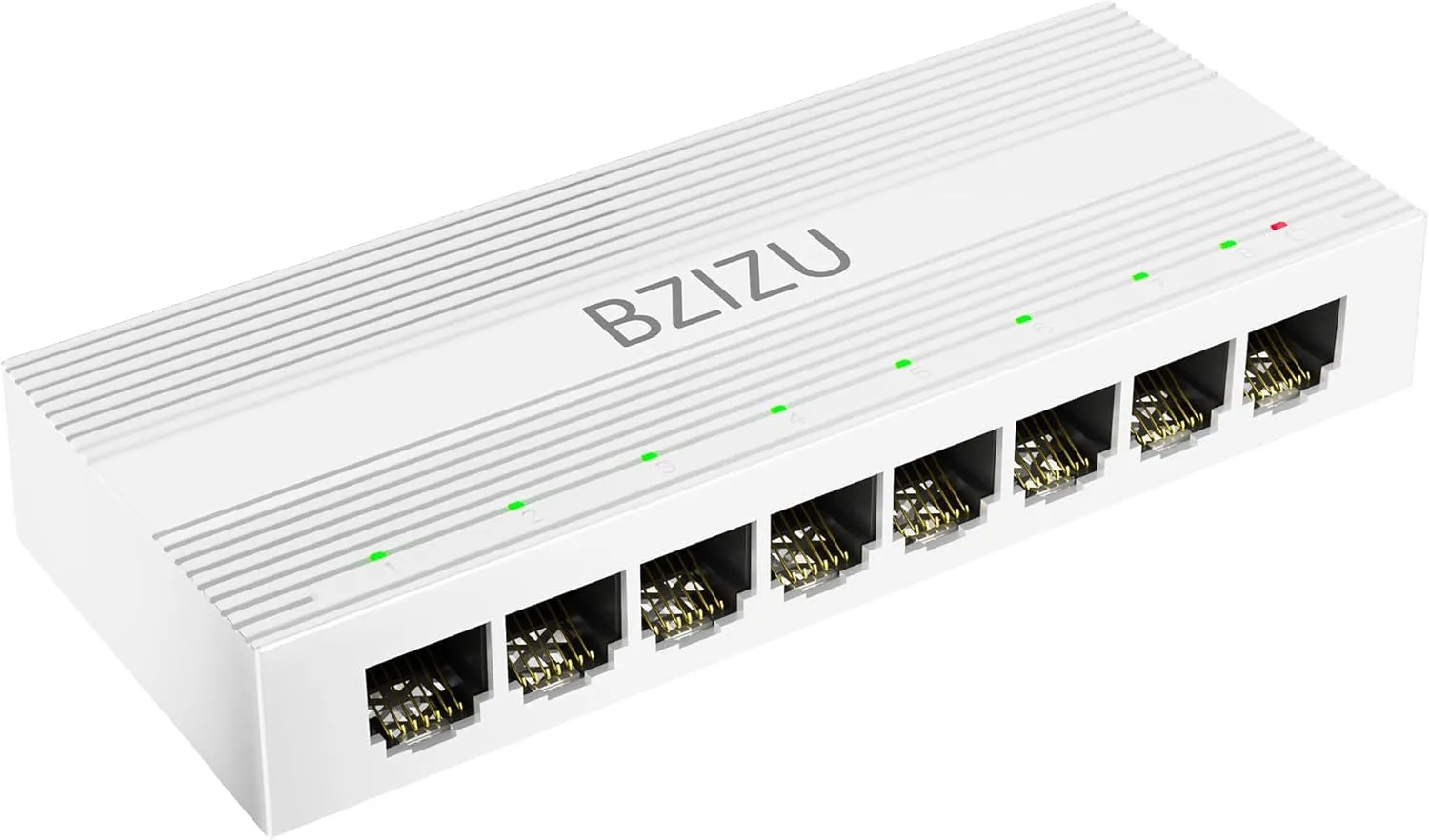 8-Port Gigabit Ethernet Switch, Plug and Play unmanaged Network Splitter, Small Desktop Size, IGMP Support, fanless Silent Design, White Plastic Shell