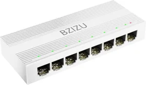 8-Port Gigabit Ethernet Switch, Plug and Play unmanaged Network Splitter, Small Desktop Size, IGMP Support, fanless Silent Design, White Plastic Shell