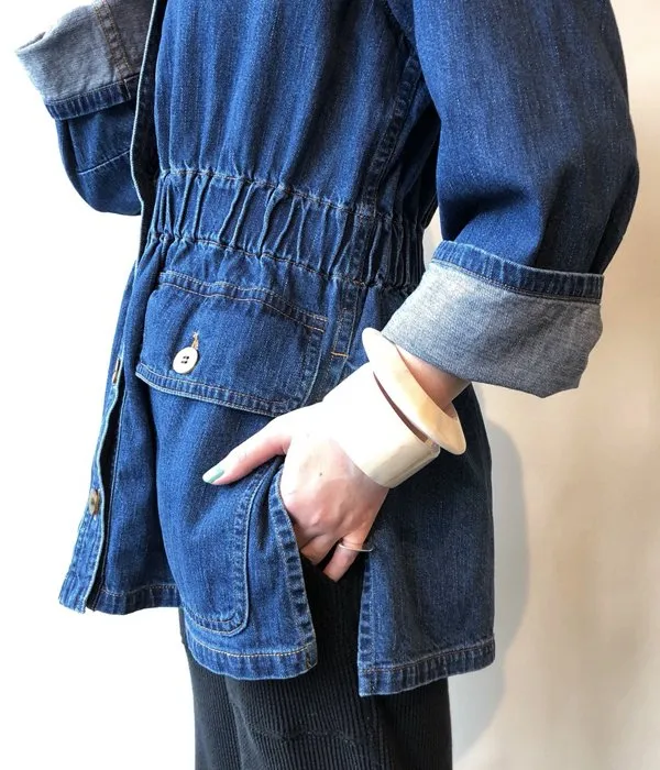 8UEDE/PATCH BONE CUFF / EDGE SHAPE(WHITE GROSS)