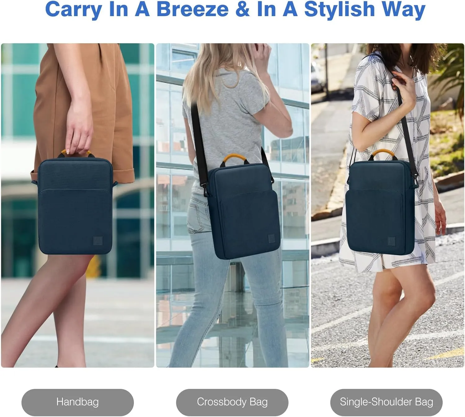 9-11 Inch Tablet Sleeve Bag Carrying Case with Shoulder Strap for iPad 10th Gen 10.9", iPad (A16) 11", i Pad 9/8/7th 10.2", i Pad Air/Pro 11", i-Pad Air 5/4, Galaxy Tab A9  Plus 11", Indigo