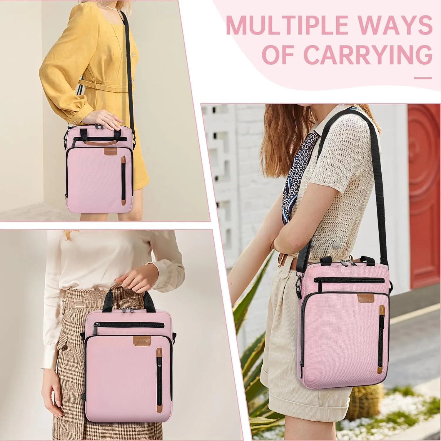 9-11 Inch Tablet Sleeve Bag,Padded Protective Travel Carrying Case for iPad Pro M4 11", iPad Air M2 5/4th 10.9", Air 3th 10.5", iPad 10th 10.9", 9/8/7th 10.2", Samsung Tab A9 /A8/A7/S8/S7, Pink