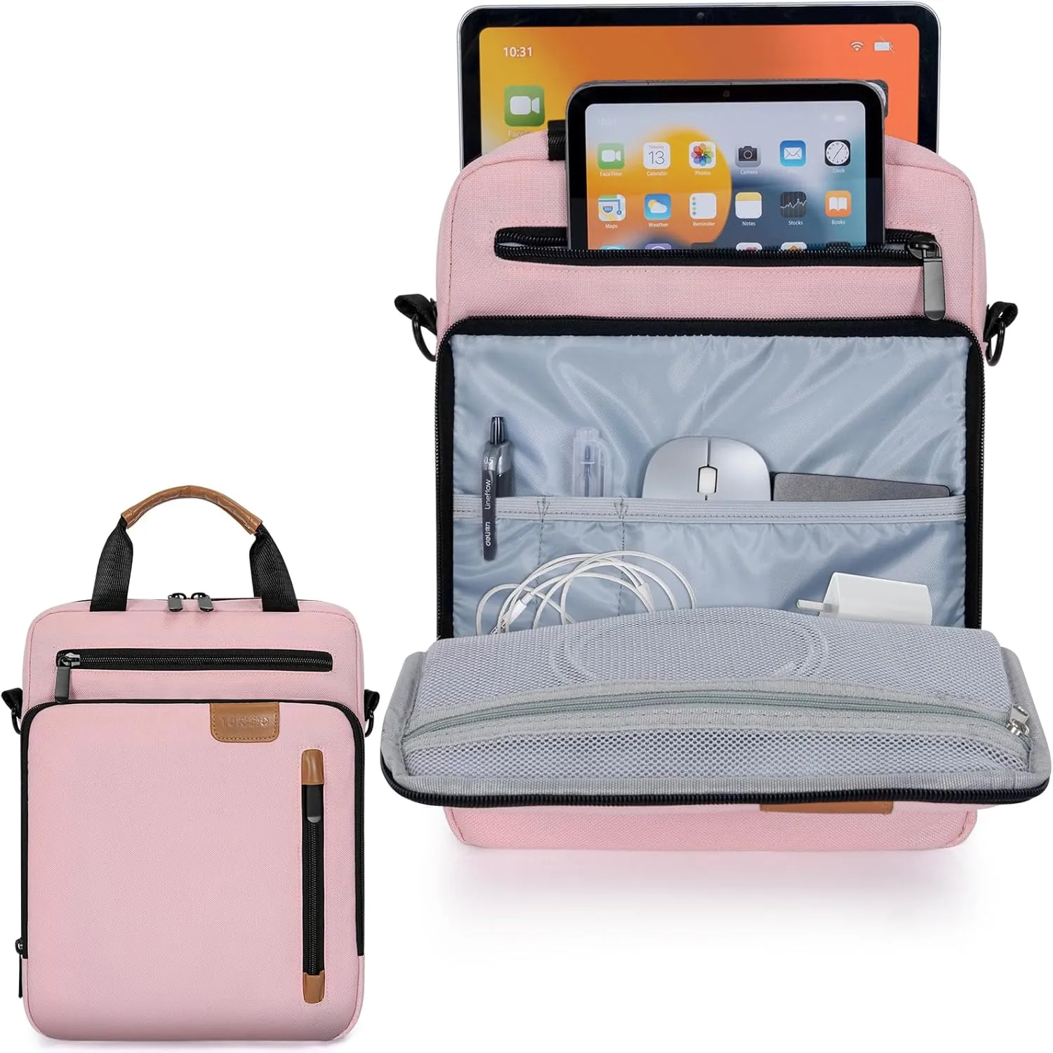 9-11 Inch Tablet Sleeve Bag,Padded Protective Travel Carrying Case for iPad Pro M4 11", iPad Air M2 5/4th 10.9", Air 3th 10.5", iPad 10th 10.9", 9/8/7th 10.2", Samsung Tab A9 /A8/A7/S8/S7, Pink