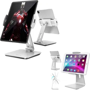AboveTEK Business Kiosk Aluminum Tablet iPad Stand for Any 4-14" Display Tablets Bundle with Elegant Tablet Stand, Aluminum iPad Stand Holder, Desktop Kiosk POS Stand for 7-13 inch