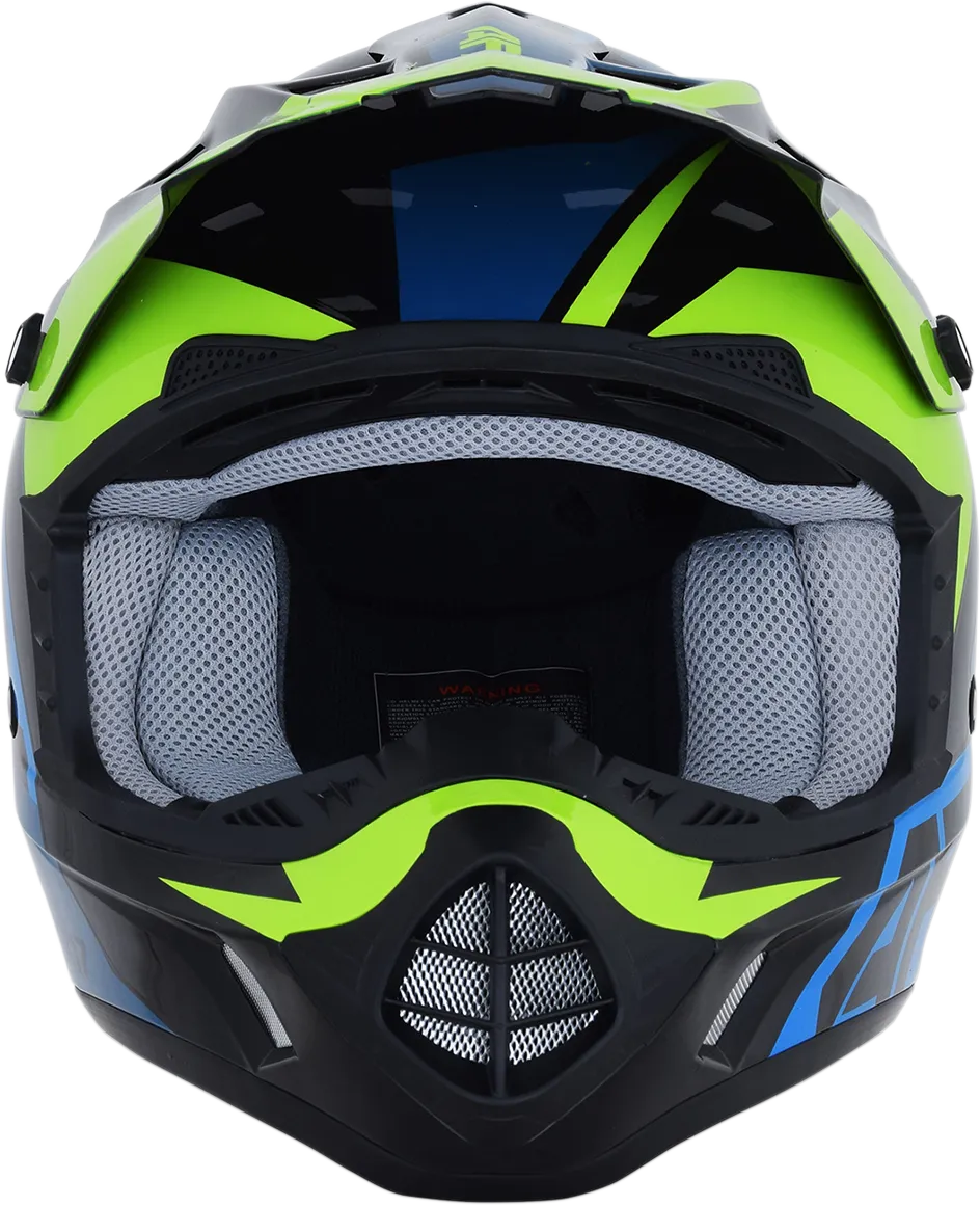 AFX FX-17 Helmet - Aced - Blue/Lime - 2XL 0110-6503