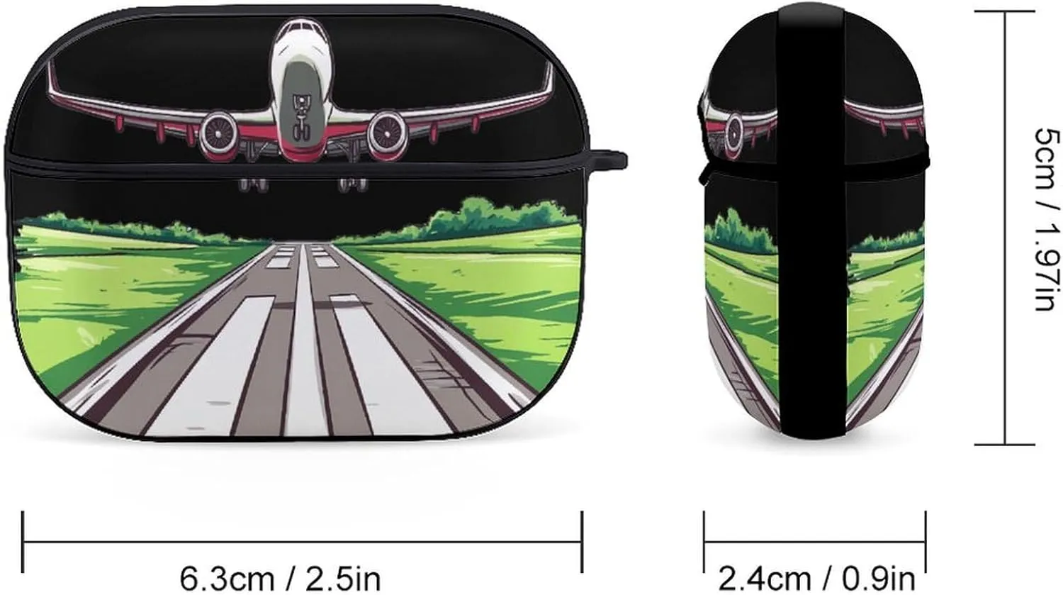 Airplane Aviation Aviator Flight Pilot Earbud Case Bluetooth Headphone Case Full Protective Case with Keychain Compatible with Airpods Pro Black-Style