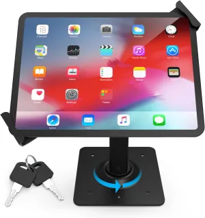 Aluminum Tablet Kiosk Stand, Anti-Theft iPad POS Locking Holder Mount for 7.9"-11" Tablets, 360 Swivel Bracket & Base, Security Countertop Desk Stand for iPad, iPad Pro/Air, Samsung Tablets
