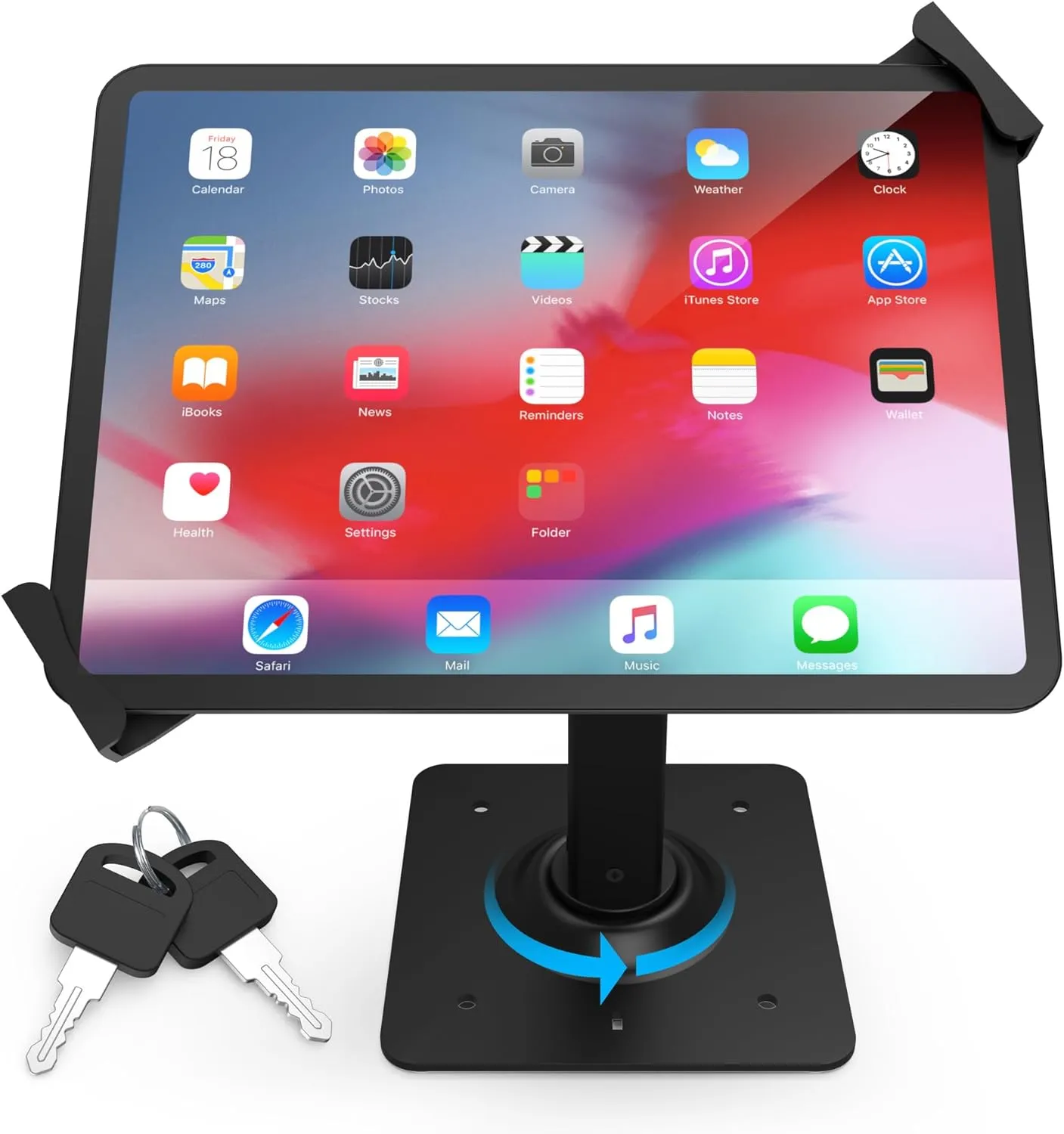 Aluminum Tablet Kiosk Stand, Anti-Theft iPad POS Locking Holder Mount for 7.9"-11" Tablets, 360 Swivel Bracket & Base, Security Countertop Desk Stand for iPad, iPad Pro/Air, Samsung Tablets