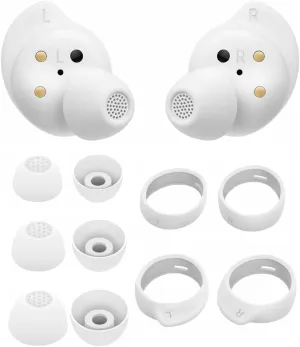 ALXCD Eartips Earhooks Kit Compatible with Galaxy Buds FE Earbuds, S/M/L 3 Pairs Silicone Earbuds Tips, S/L 2 Pairs Earhooks, Compatible with Galaxy Buds FE SM-R400 6 4 White