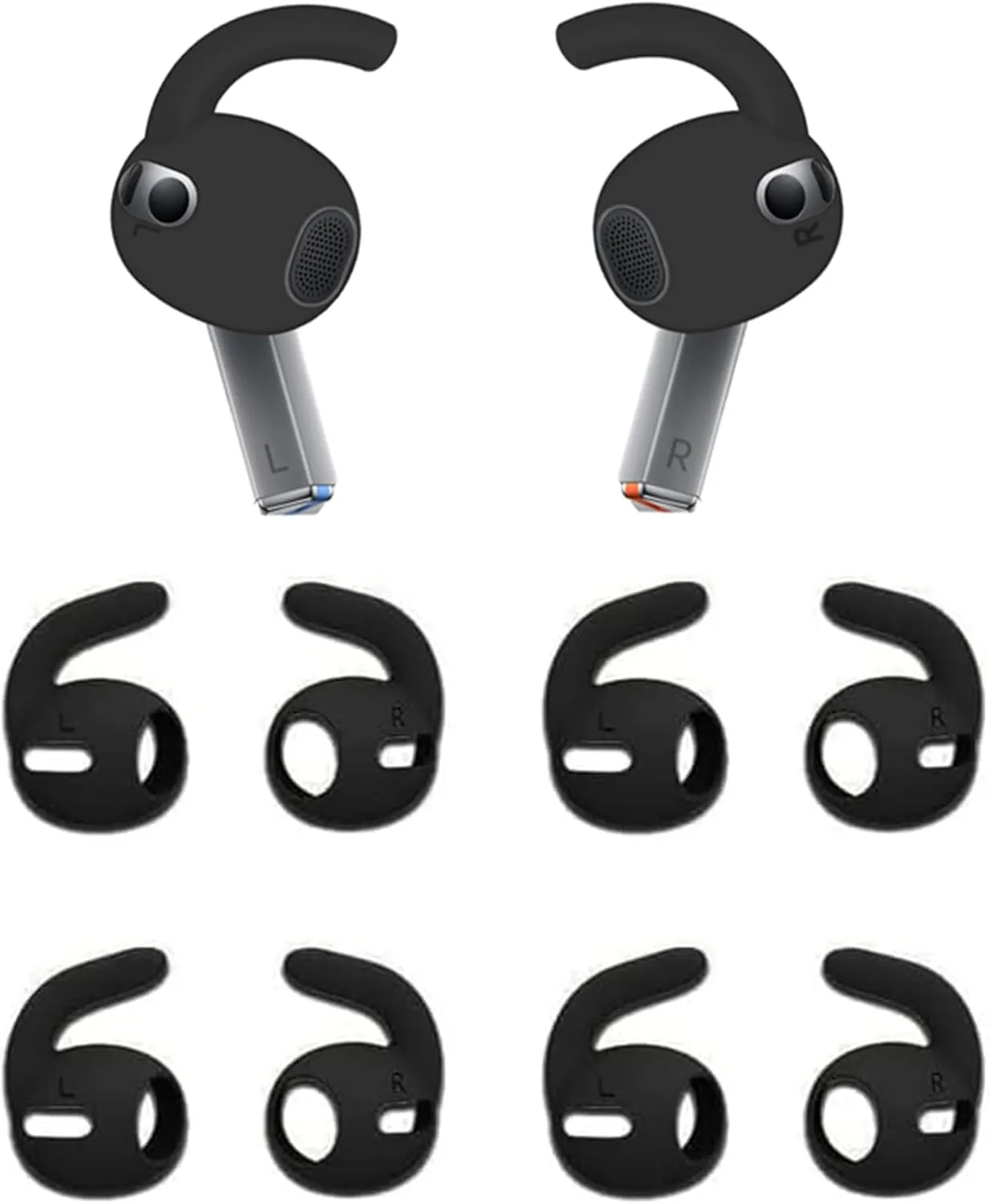 ALXCD Sport Ear Tips Compatible with Galaxy Buds 3 Earbuds SM-R530NZAFXAR, 4 Pairs Sport Anti-Slip Eartips Replacement Silicone Earbuds Tips, Compatible with Galaxy Buds 3 SM-530N 4 Pairs Black