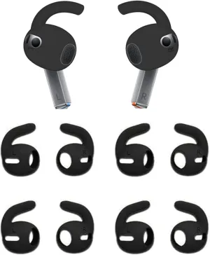 ALXCD Sport Ear Tips Compatible with Galaxy Buds 3 Earbuds SM-R530NZAFXAR, 4 Pairs Sport Anti-Slip Eartips Replacement Silicone Earbuds Tips, Compatible with Galaxy Buds 3 SM-530N 4 Pairs Black