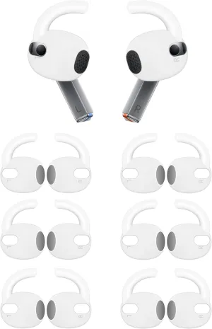 ALXCD Sport Earhooks Compatible with Galaxy Buds 3 Earbuds SM-R530NZAFXAR, 6 Pairs Sport Anti-Slip Eartips Replacement Silicone Earbud Hook Tips, Compatible with Galaxy Buds 3 SM-530N 6 Pairs White