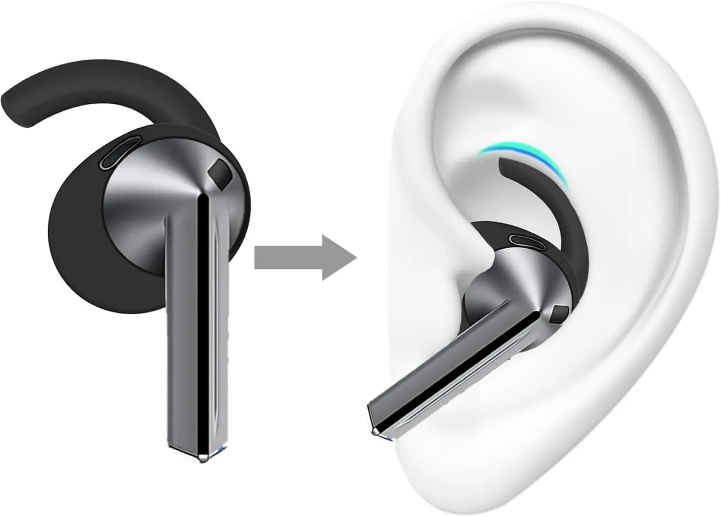 ALXCD Sport Earhooks Compatible with Galaxy Buds 3 Earbuds SM-R530NZAFXAR, 6 Pairs Sport Anti-Slip Eartips Replacement Silicone Earbud Hook Tips, Compatible with Galaxy Buds 3 SM-530N 6 Pairs White