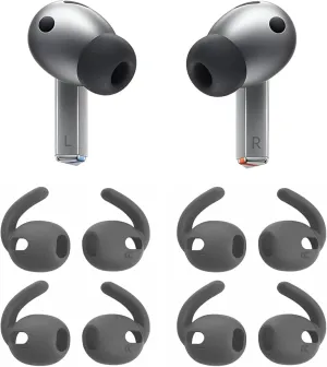 ALXCD Sport Earhooks Compatible with Galaxy Buds 3 Pro Earbuds, 4 Pairs Sport Anti-Slip Eartips Replacement Silicone Earbud Hook Tips, Compatible with Galaxy Buds 3 Pro SM-630N 4 Pairs Gray