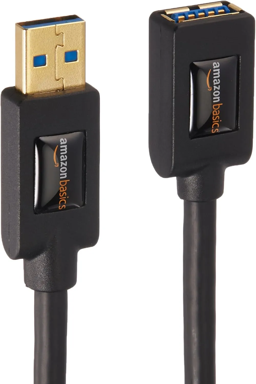 Amazon Basics 2-Pack USB-A 3.0 Extension Cable, 4.8Gbps High-Speed, Male to Female Gold-Plated Connectors, 3 Foot, Black