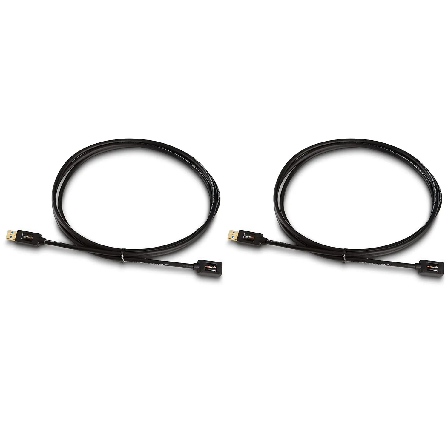 Amazon Basics 2-Pack USB-A 3.0 Extension Cable, 4.8Gbps High-Speed, Male to Female Gold-Plated Connectors, 6 Foot, Black