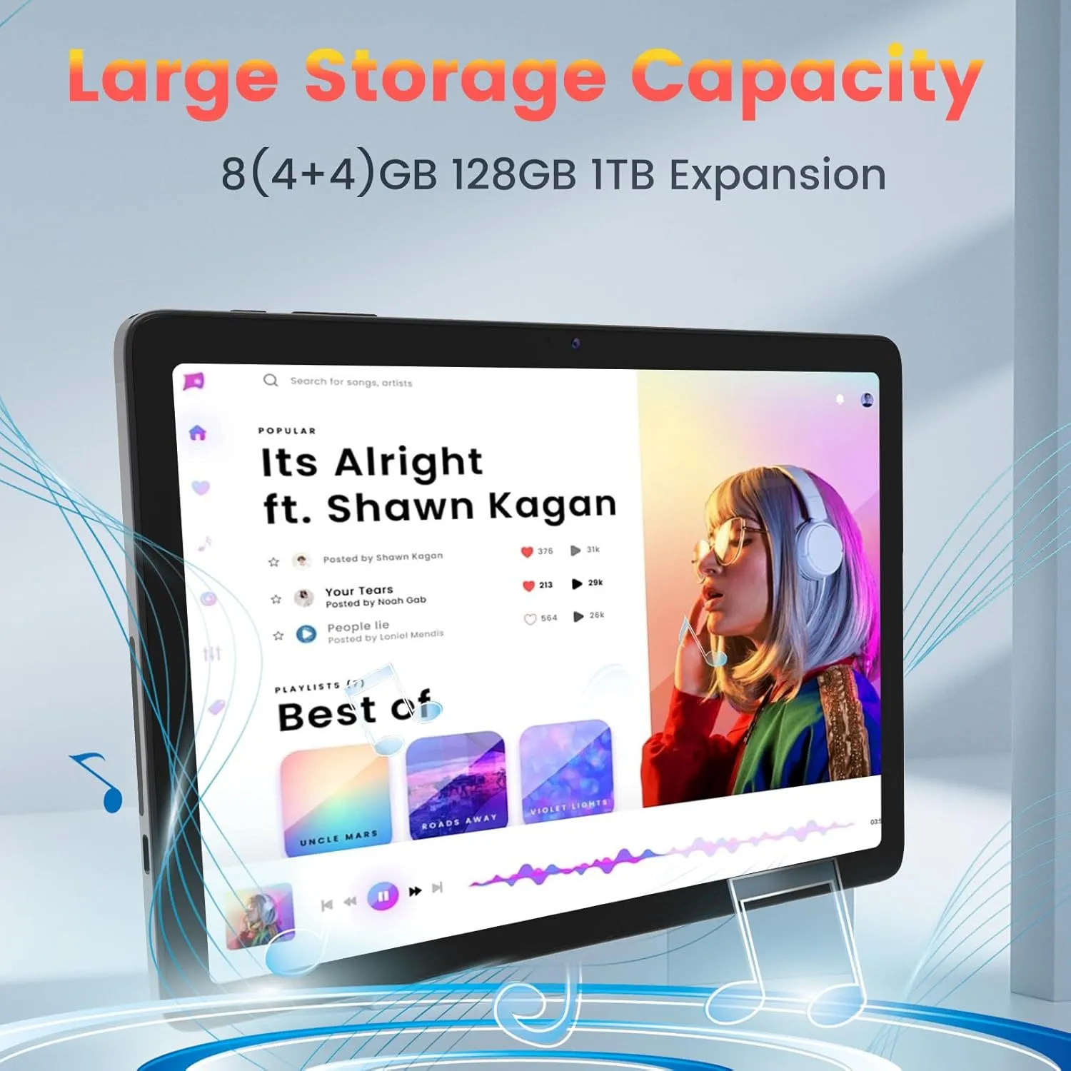 Android 14 Tablets 10 inch, Octa-Core 8GB RAM 128GB ROM, 5G 2.4G Wi-Fi/Bluetooth, 1280x800 HD IPS Display,6000mAh Battery, Portable Tablets, Game Tablet, Dual Camera, Support Widevine L1