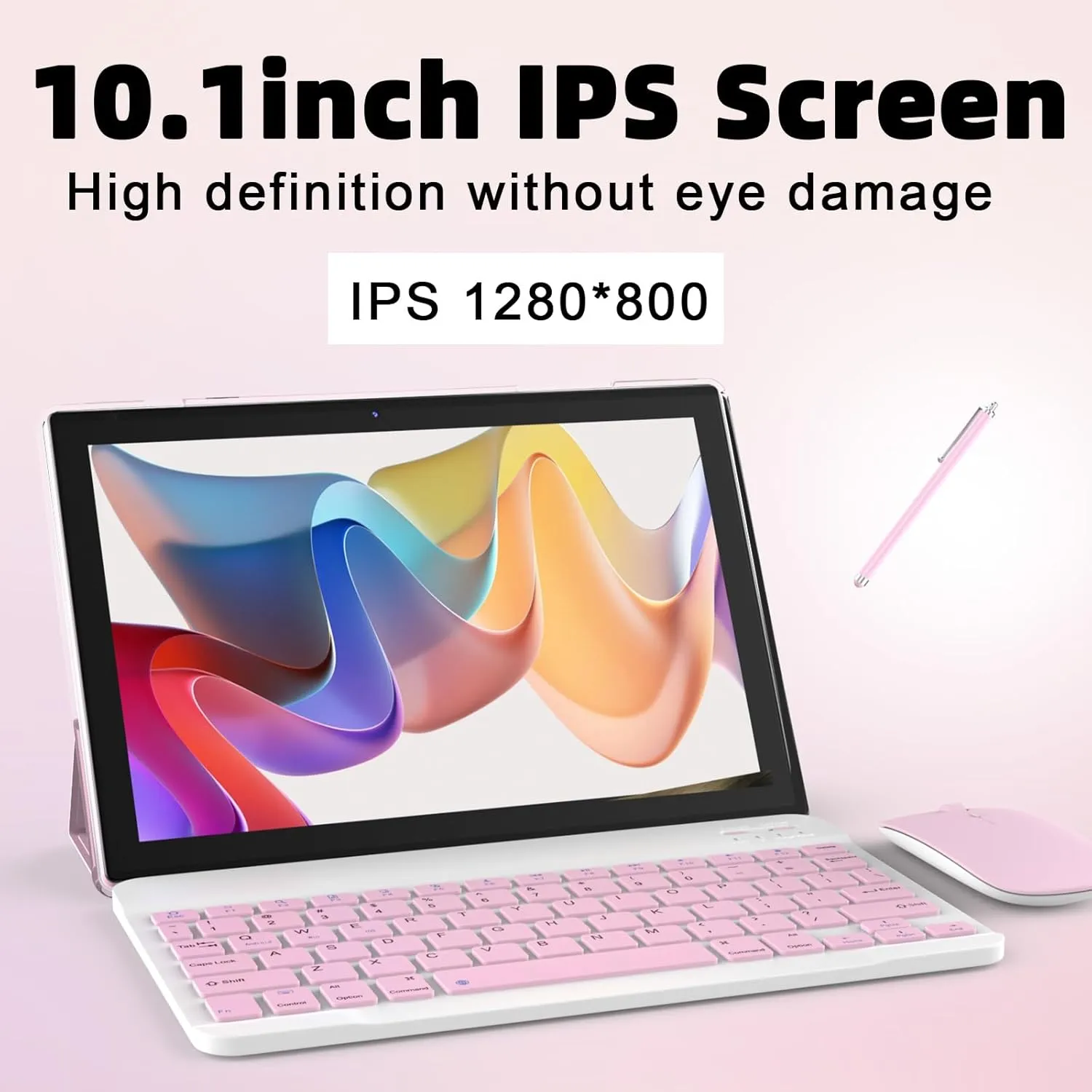 Android 14.0, 10.1 Inch Tablet with Keyboard Case, 8GB 64GB ROM/1TB Expand Tablets, Quad Core, HD Touch Screen, Dual Carema, Games, 2.4G/5G Wi-Fi 6, BT, Google GMS Certified