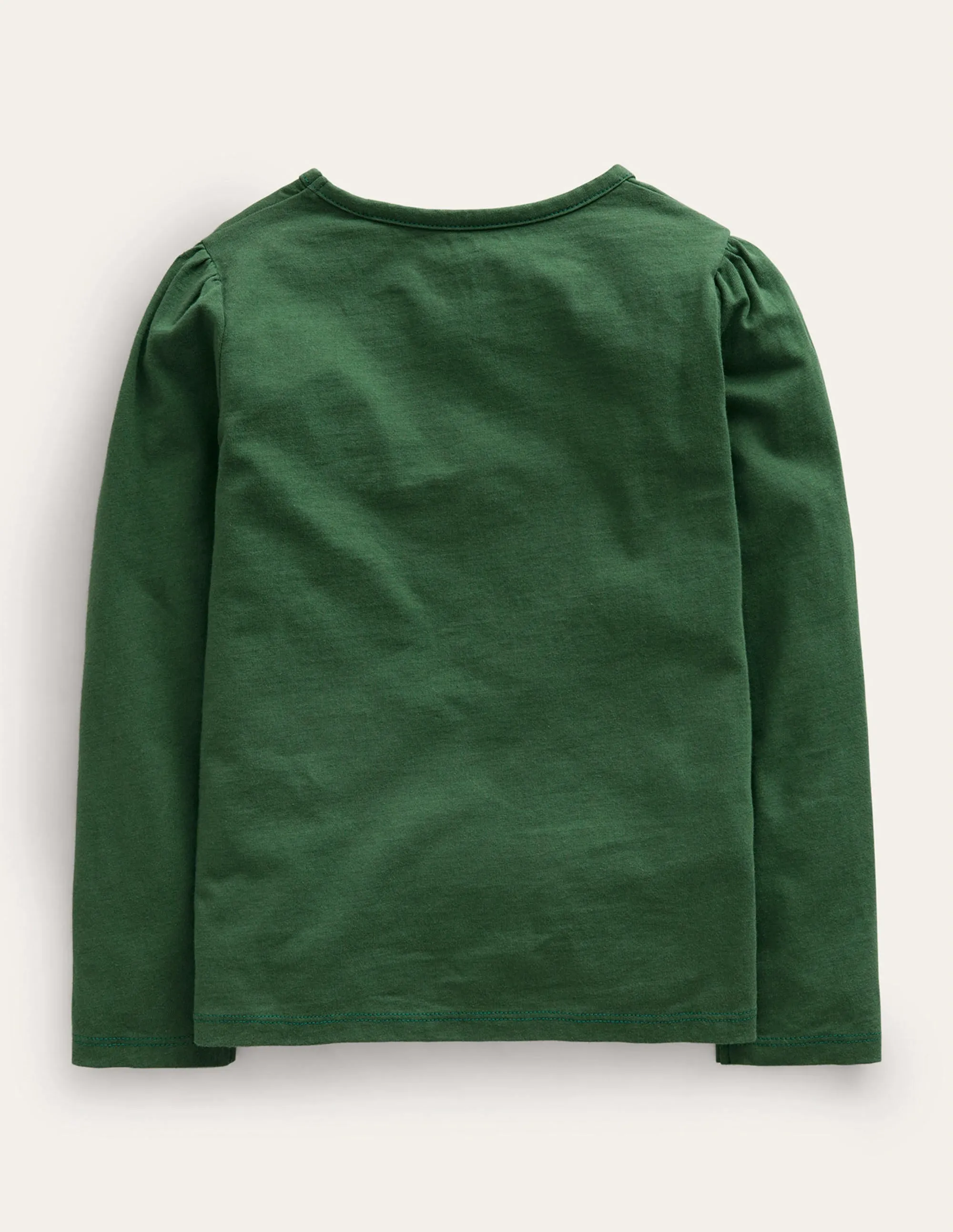 Appliqué Puff-Sleeve Top-Amazon Green Festive Mice