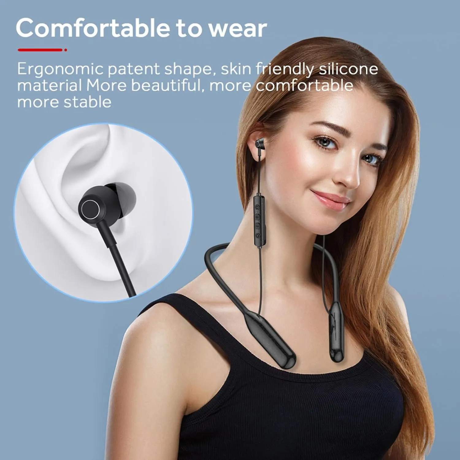 Around The Neck Headphones Bluetooth Earbuds Neckband Wireless Neck Band Bluetooth Earbuds Wireless with Neckband Ear Buds Behind Over The Neck Bluetooth Headphones