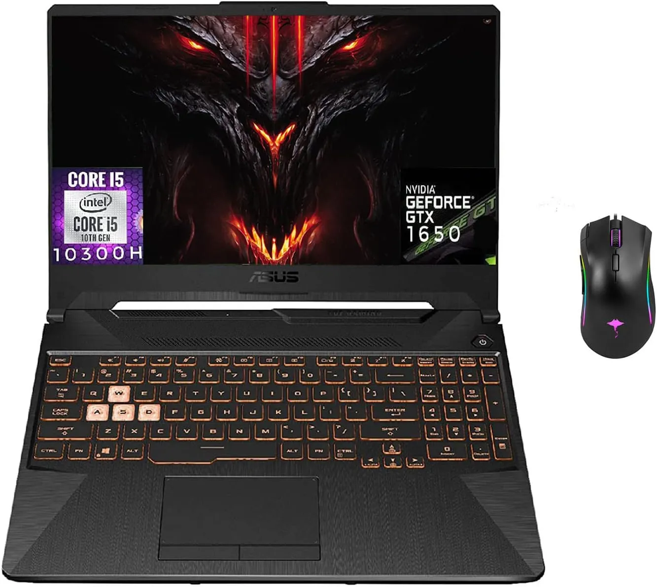 ASUS TUF F15 15.6" FHD IPS 144Hz Premium Gaming Laptop, Intel Core i5-10300H (> i7-8750H), 16GB RAM, 512GB PCIe SSD, GeForce GTX 1650, RGB Backlit Keyboard, Win10   Gaming Mouse