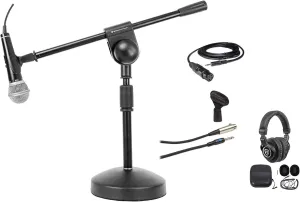 Audiosavings Bundle: Rockville PRO-M50 Studio Headphones Bundle with Rockville RDMS70 Desktop Mic Stand & Rockville RXLR AUX Cable, R21S Dynamic Microphon (4 Items)