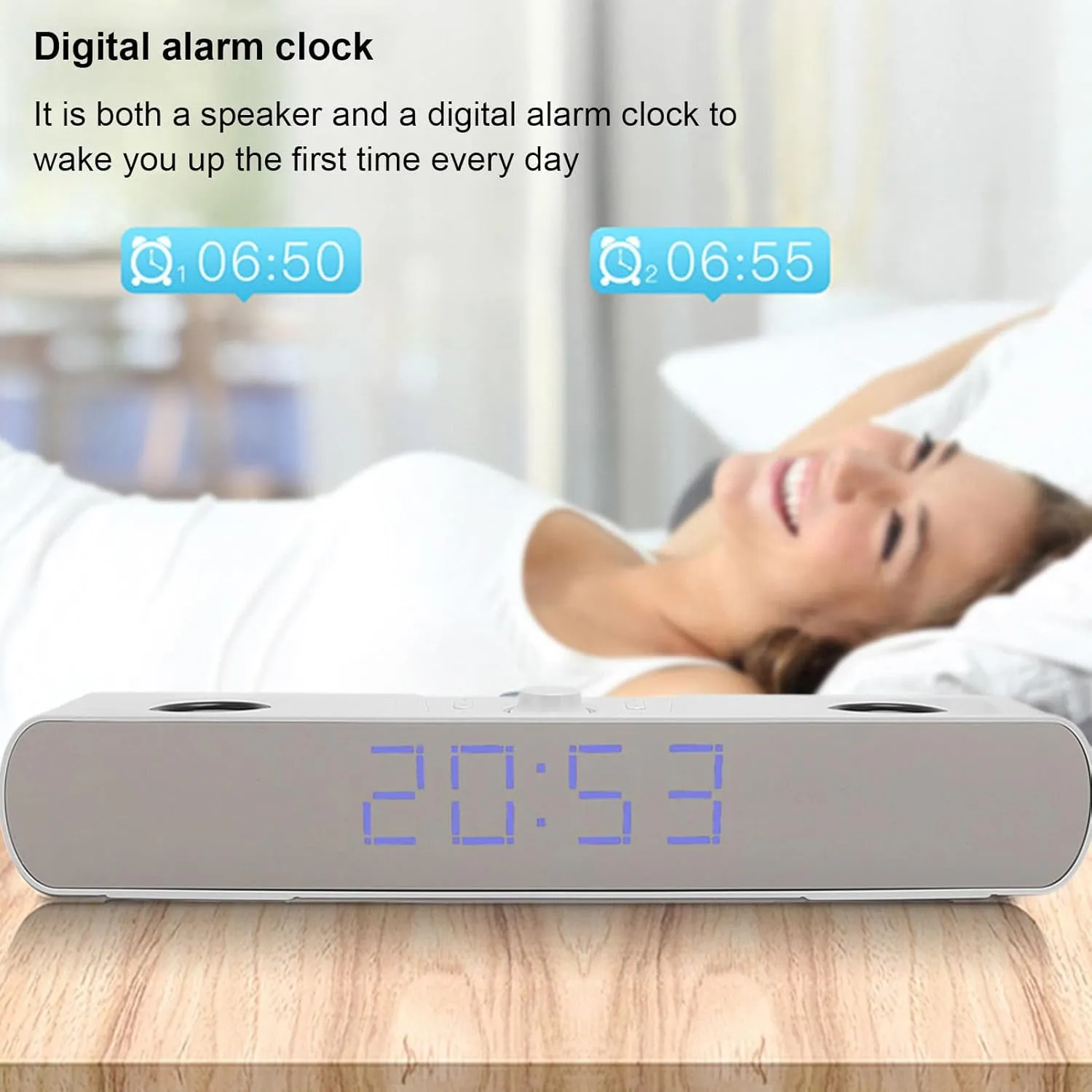 Bluetooth Computer Speakers, USB Powered Computer Speakers Bluetoot Computer SoundBar with Alarm Clock FM Radio, HiFi Stereo Built in Subwoofer Support USB AUX in PC Gaming