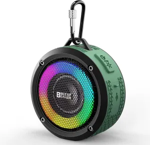 Bluetooth Shower Speaker, Upgraded Portable Shower Speakers Wireless Bluetooth 5.4, IP7 Waterproof Speakers with LED Lights, 12H Playtime, Suction Cup, Lanyard, Handsfree for Pool Bathroom Green