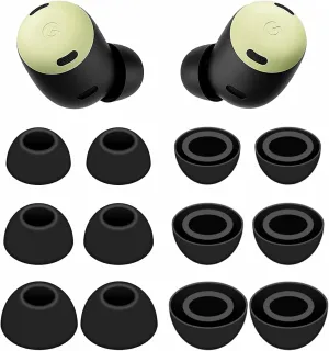 BLUEWALL Eartips Earbuds Tips Compatible with Google Pixel Buds Pro, S/M/L Sizes Fit in Case Earbuds Soft Silicon Ear Tips Compatible with Pixel Buds Pro, 6 Pairs Black
