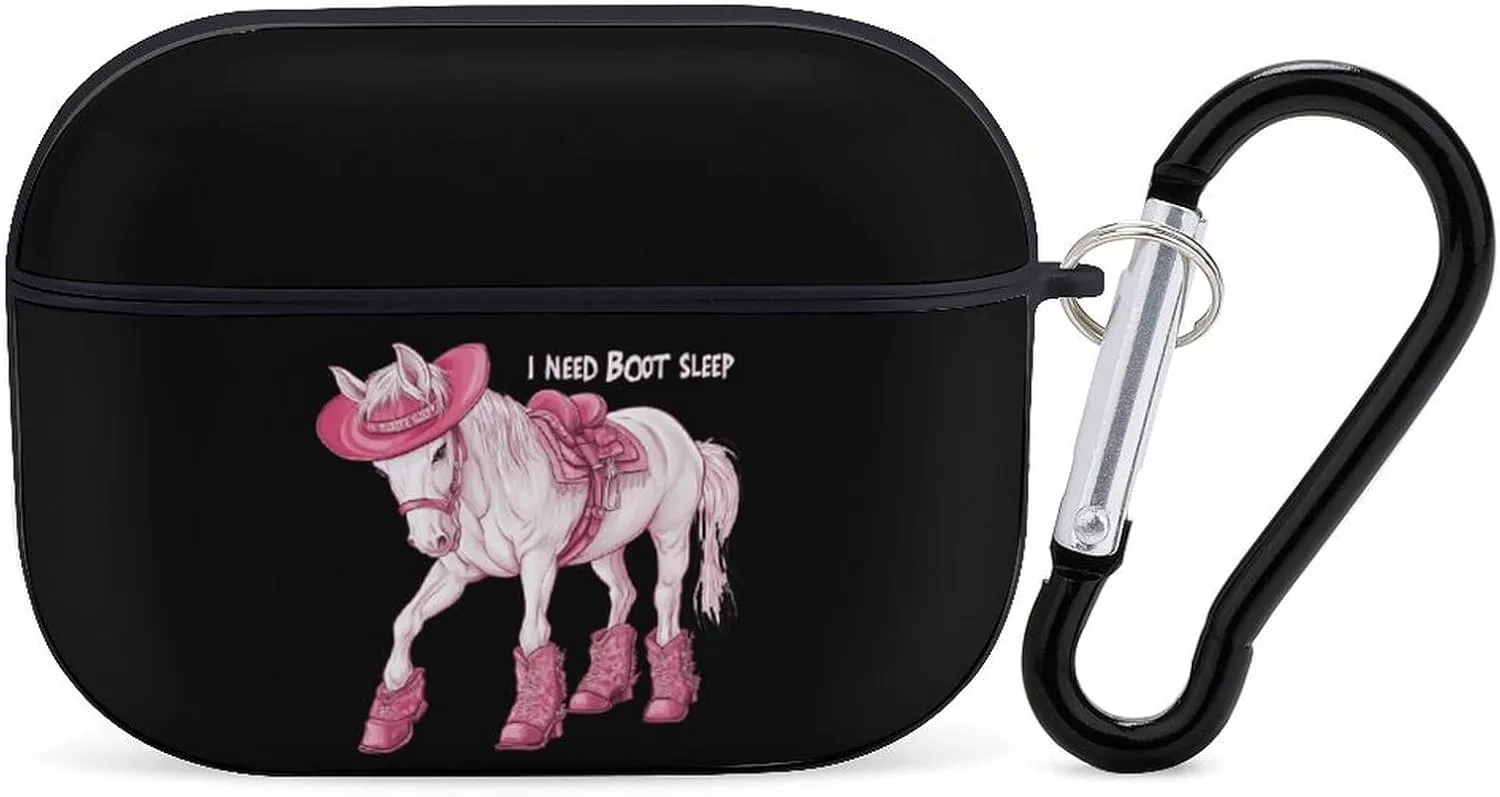 Boot Horse Earbud Case Bluetooth Headphone Case Full Protective Case with Keychain Compatible with Airpods Pro Black-Style